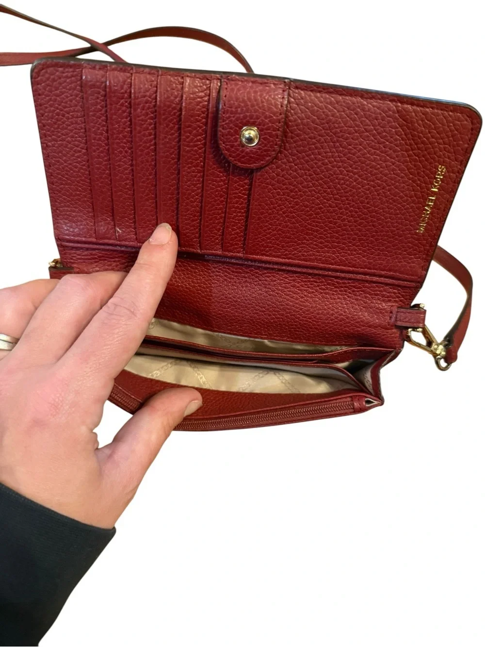 Michael Kors Pebbled Leather Wine Crossbody Bag